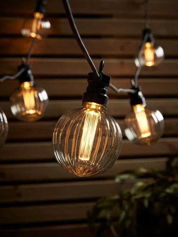 Fluted Globe Festoon Lights - Clear