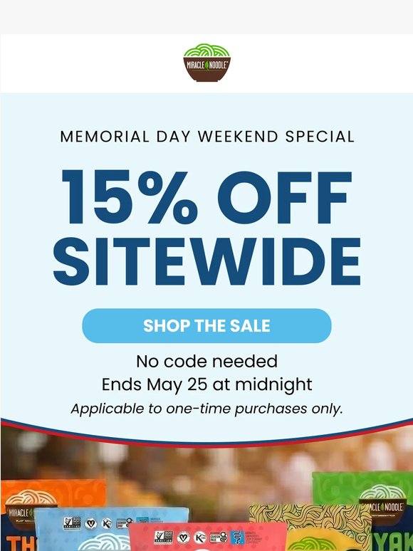 15% off sitewide starts now 🌞
