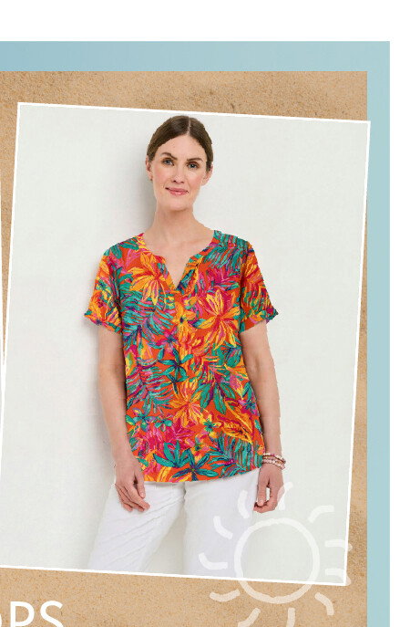 Notch Neck Floral Print Top