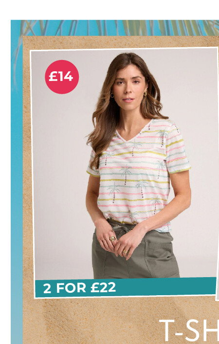Palm Print Striped T-Shirt