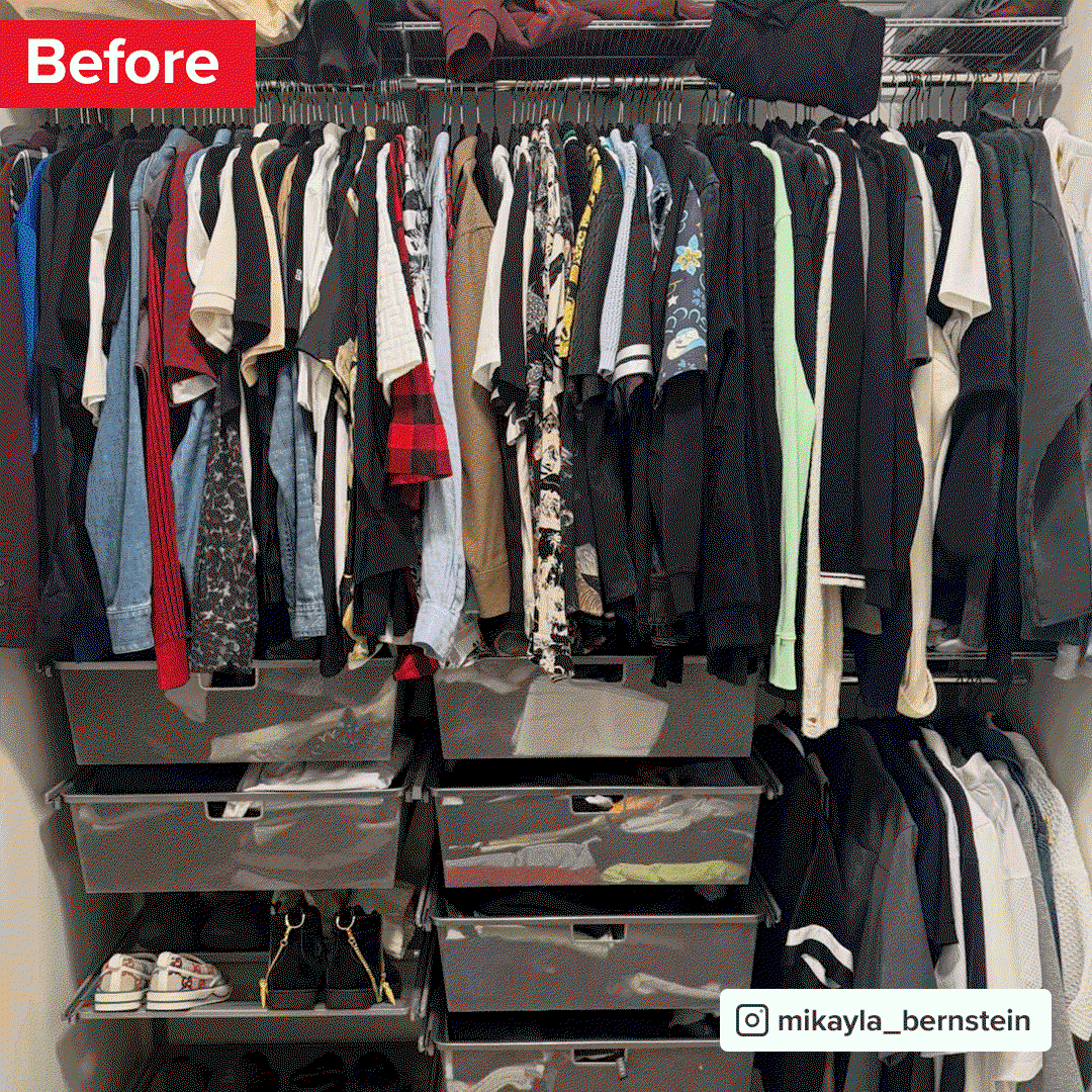 Animated gif of an Elfa custom space from mikayla_bernstein on Instagram