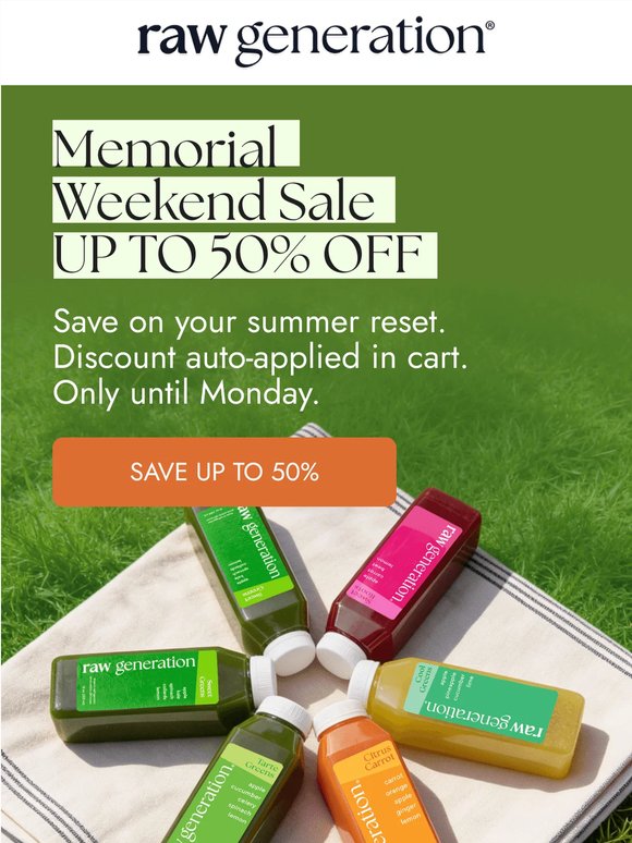 Memorial Weekend Sale: Up to 50% OFF.