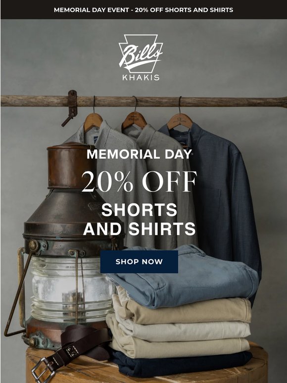 Enjoy 20% Off Shorts and Shirts