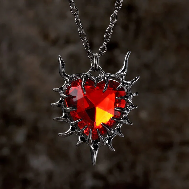 Image of Dark Thorn Heart Alloy Gothic Necklace