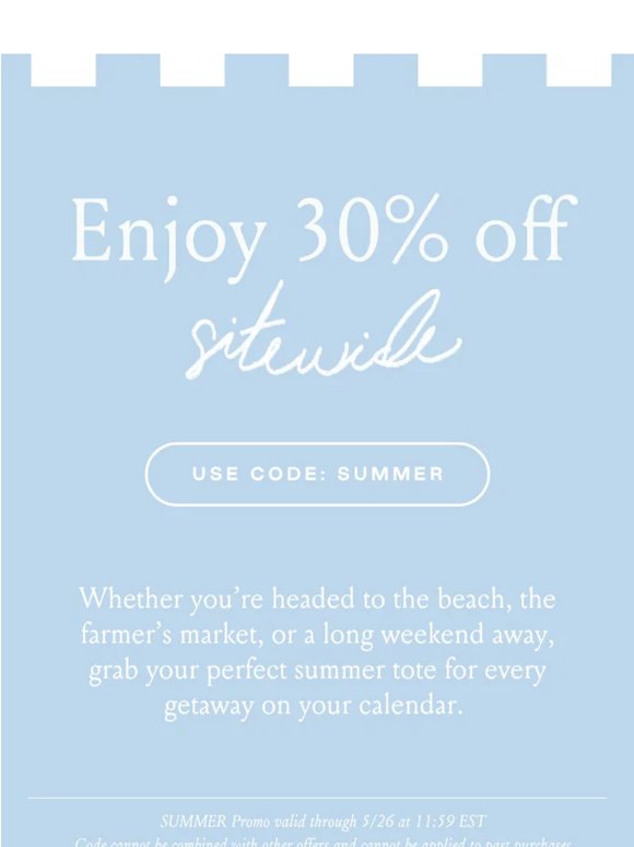 Still Going: 30% Off Sitewide