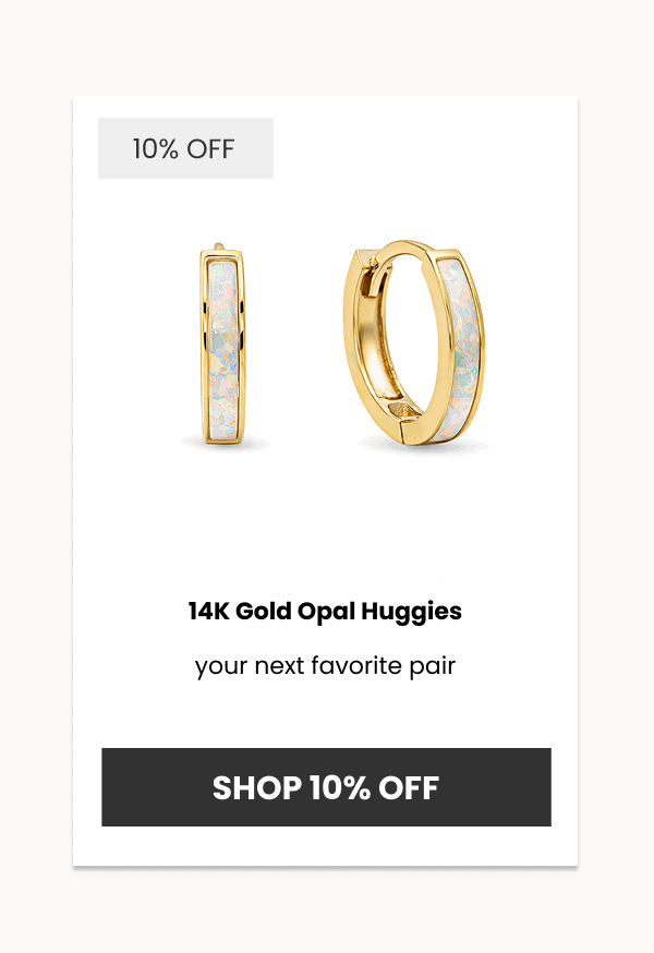 14K Gold Opal Huggies your next favorite pair (Shop 10% off)