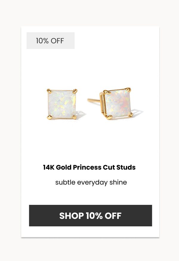14K Gold Princess Cut Studs   subtle everyday shine  (Shop 10% off)