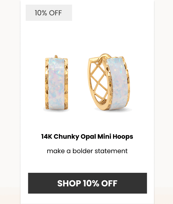 14K Chunky Opal Mini Hoops make a bolder statement (Shop 10% off)