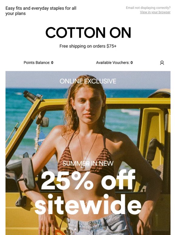 25% off sitewide = summer ready