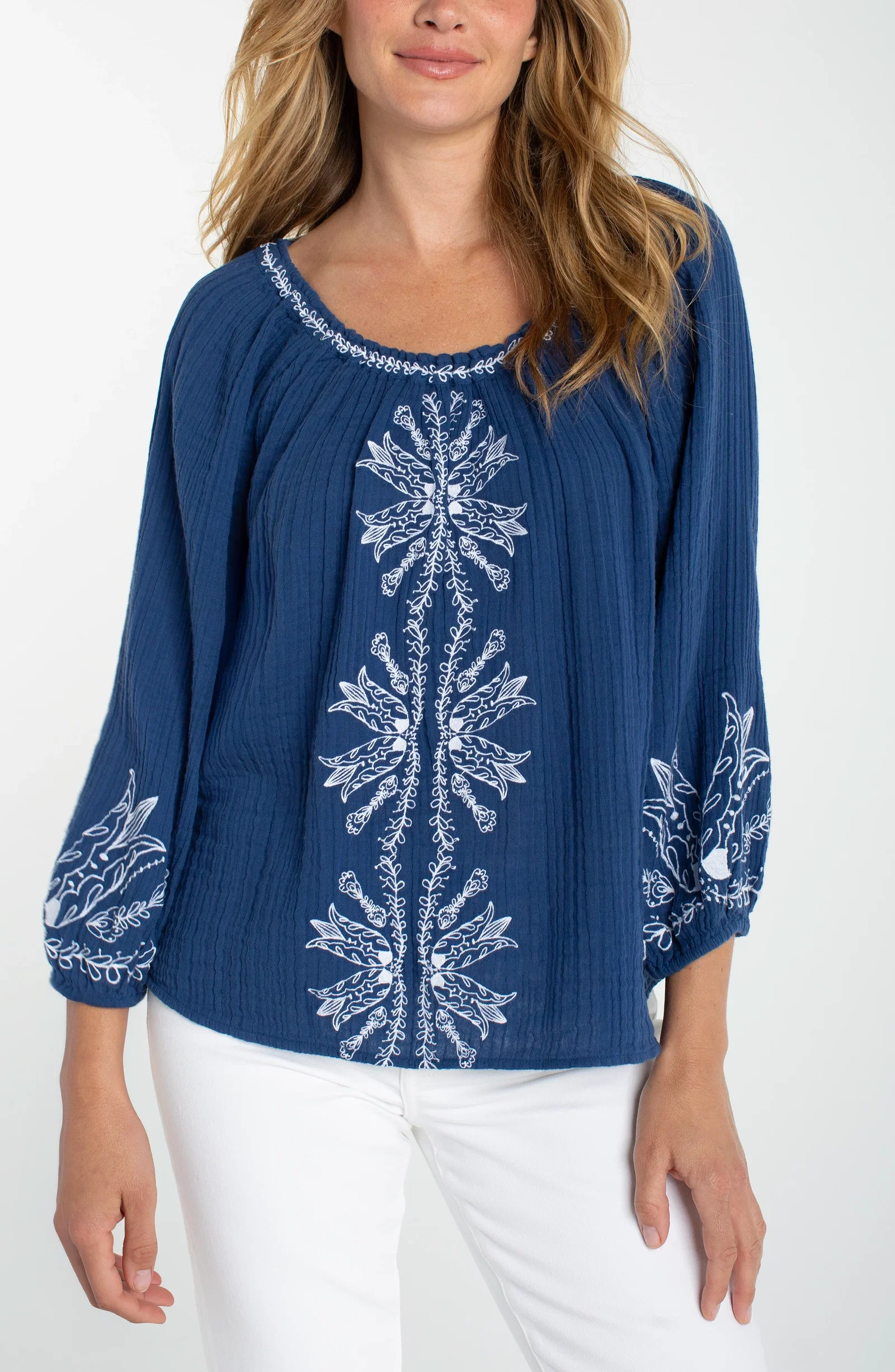 Image of 3/4 SLEEVE WOVEN TOP