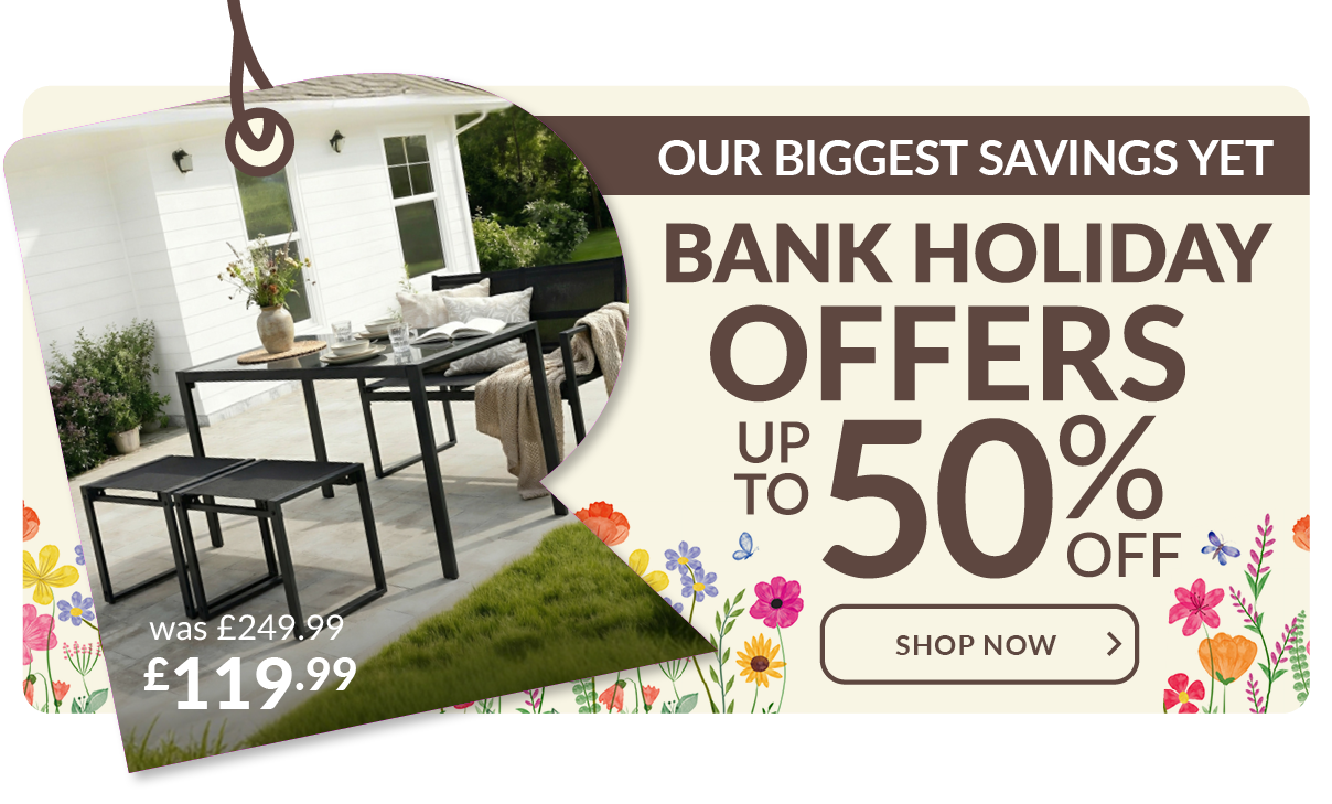 Bank holiday offers - up to 50% off. Shop now