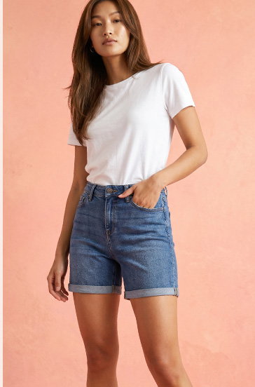 Denim Stretch Denim Mom Shorts
