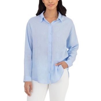 BlankNYC Women's Linen Blend Button Up Shirt