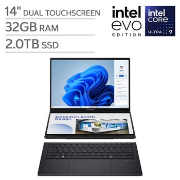 ASUS Zenbook DUO 14-inch OLED Touchscreen Laptop with Intel Core Ultra 9 Processor, Dual 14” OLED Touch Displays, and 2TB SSD