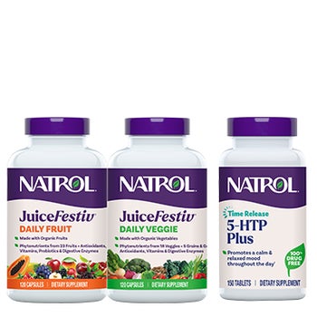 Natrol JuiceFestiv Daily Fruit & Veggie and 5-HTP Plus Moods & Relaxation