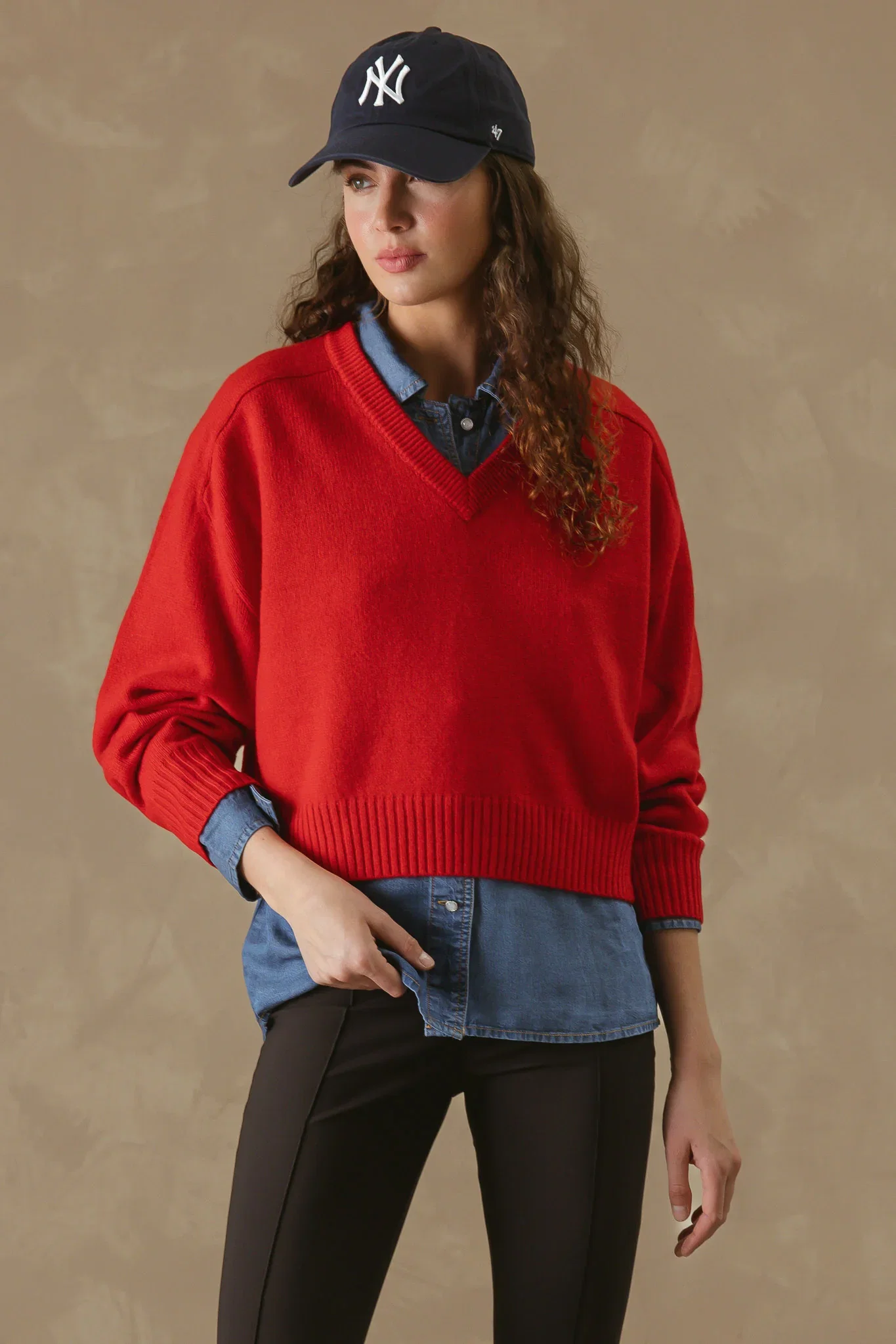 Image of Crystal Women's Cashmere V Neck Pullover