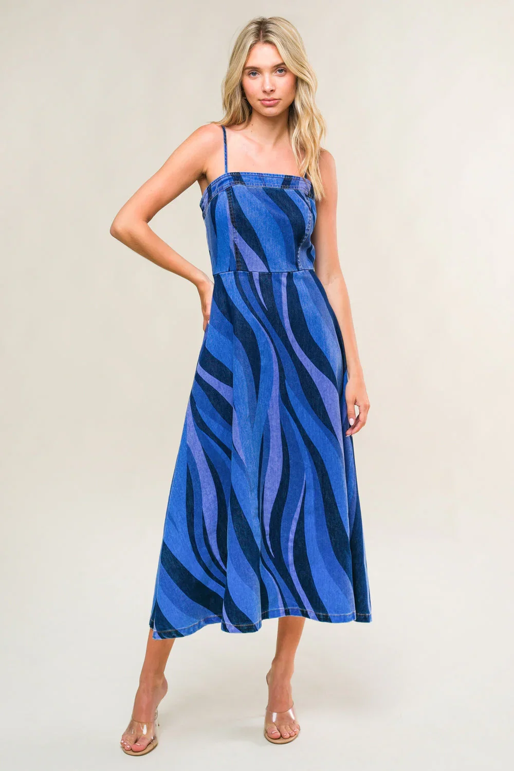 Image of PATRIOTIC PRINCESS DENIM MIDI DRESS