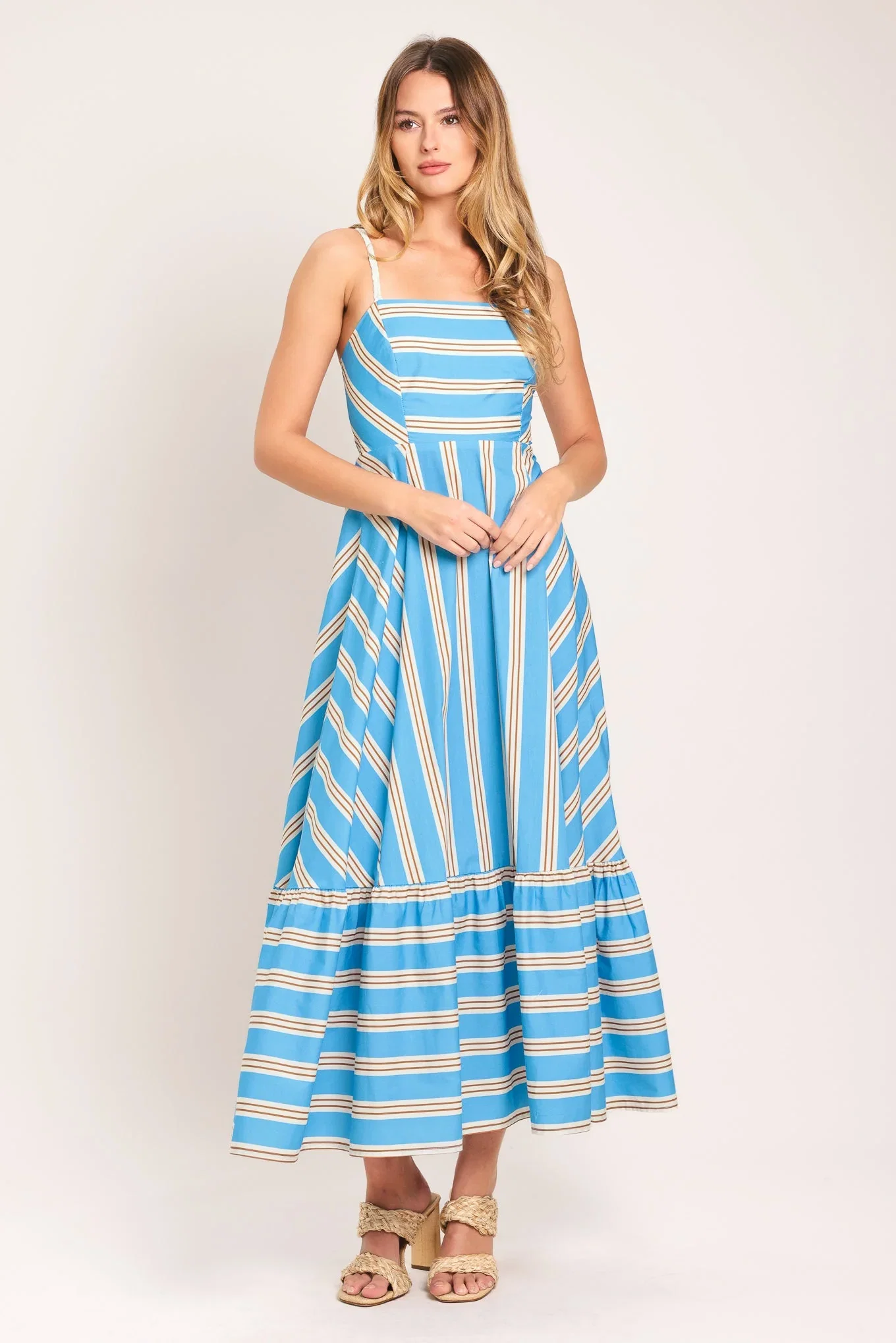 Image of BREEZE STRIPE WOVEN MIDI DRESS