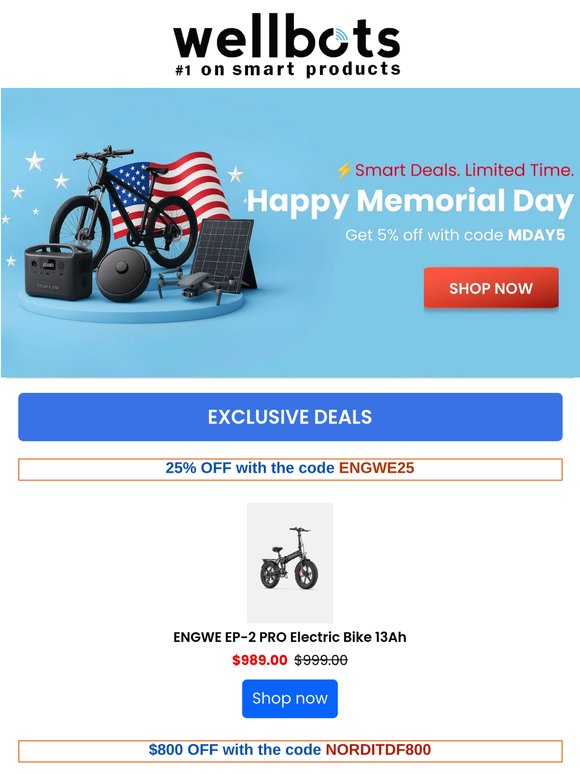 Memorial Day Deals: Save 5% with Code MDAY5