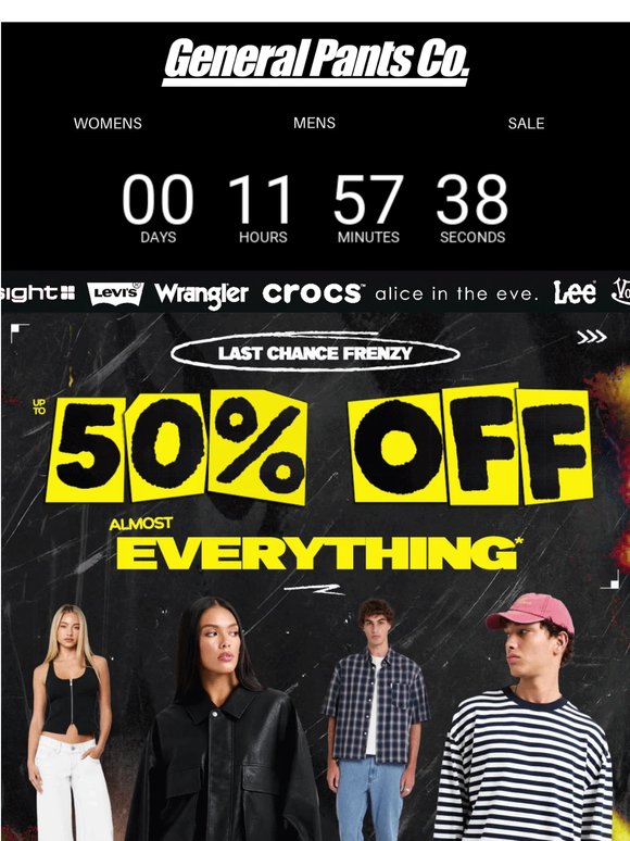 UP TO 50% OFF (almost) EVERYTHING* ENDS MIDNIGHT