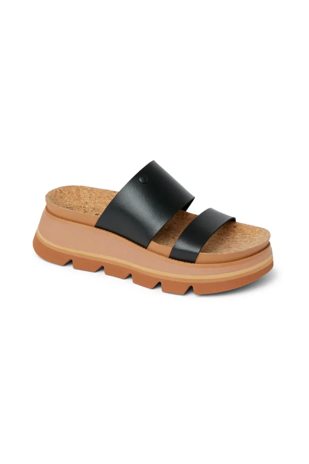 Image of Reef Cushion Luxe Siaa Sandals for Women in Black/Tan | CJ7374