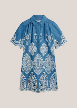 Daria Contrast Broderie Dress