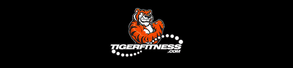 Tiger Fitness logo featuring a muscular tiger on a black background.