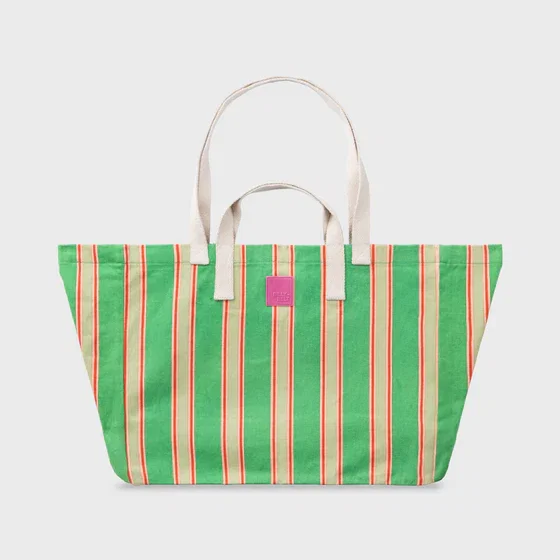 Sac cabas en 100% coton bio - A rayures, vert