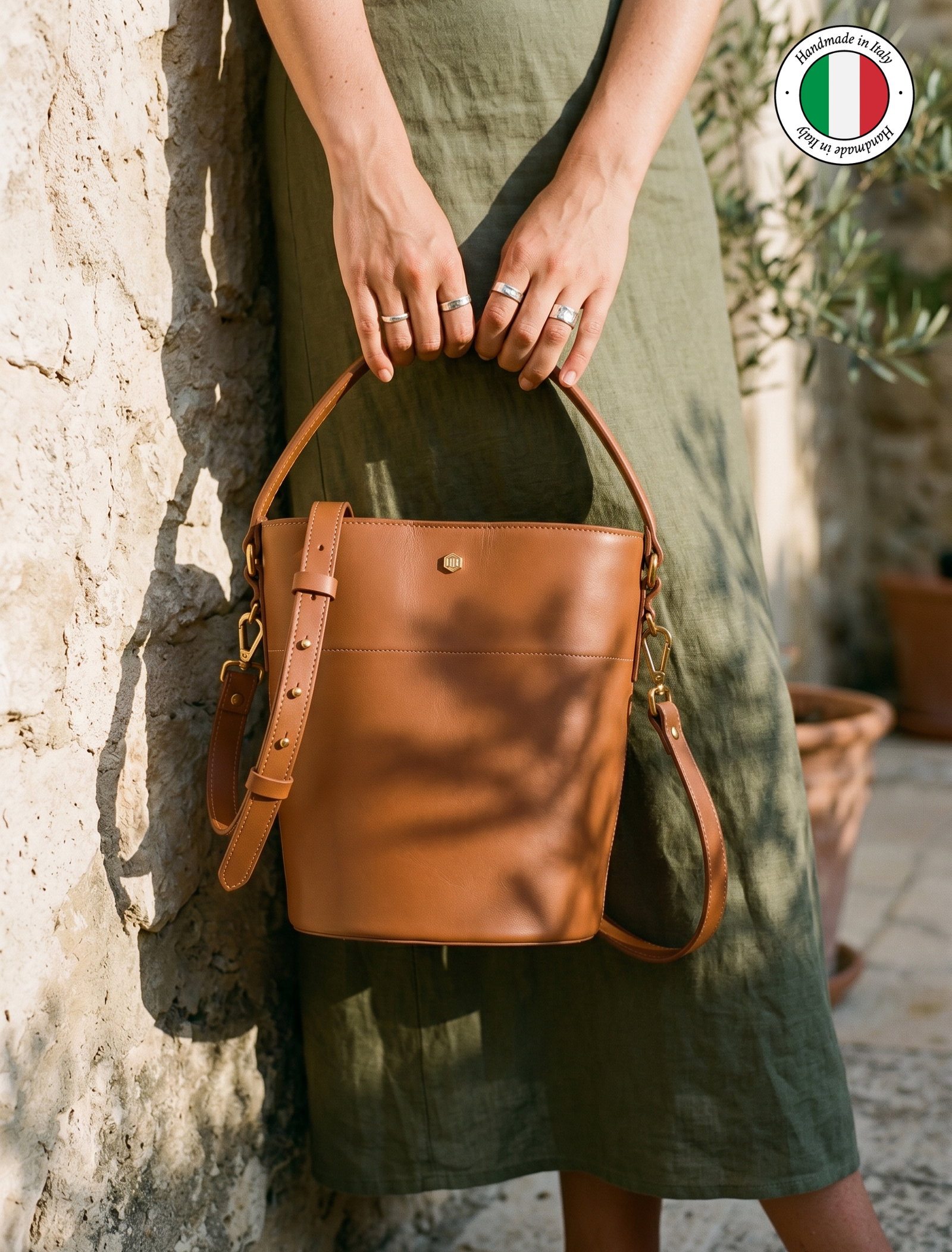 Sac seau Margot cuir cognac