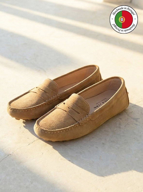 Mocassins cuir daim marron clair