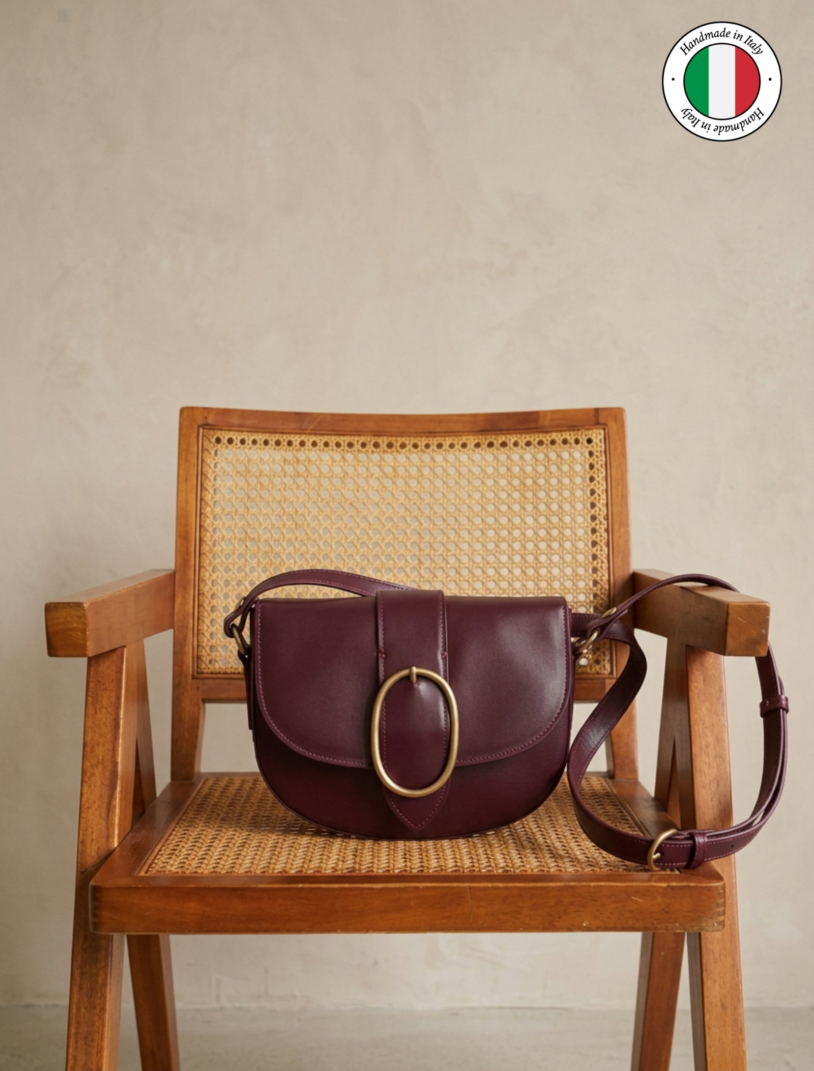 Sac boucle cuir bordeaux