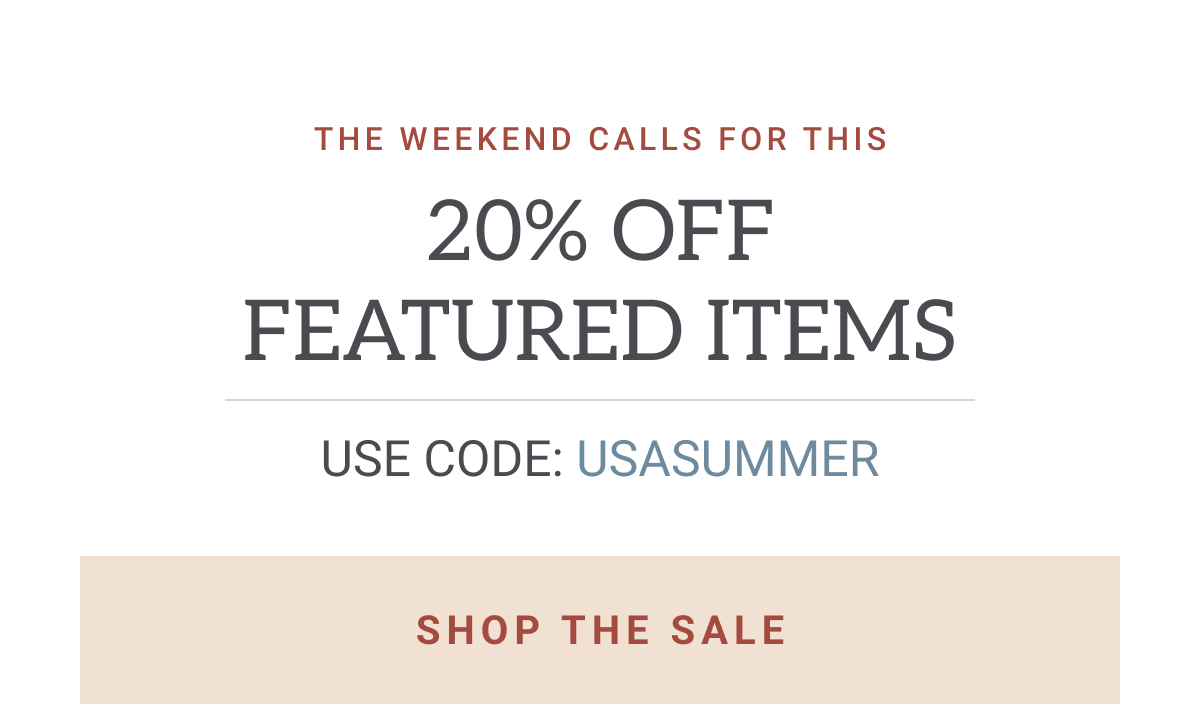 20% OFF FEATURED ITEMS. Shop the sale button