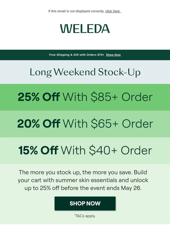 Up to 25% Off: Stock Up for the Long Weekend