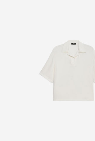 Oversized Polo Shirt in Silk Georgette