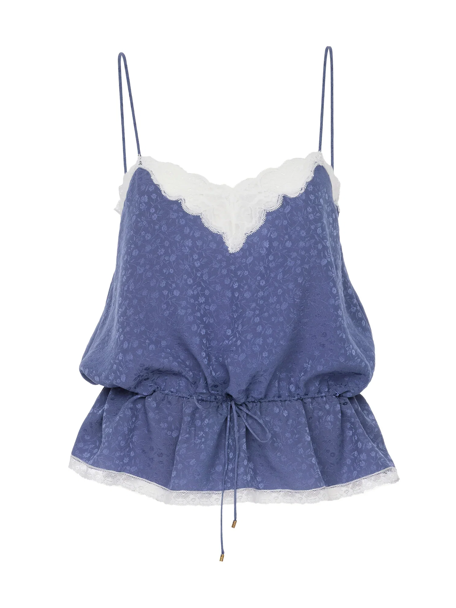 Image of Lace-Trimmed Silk Jacquard Cami
