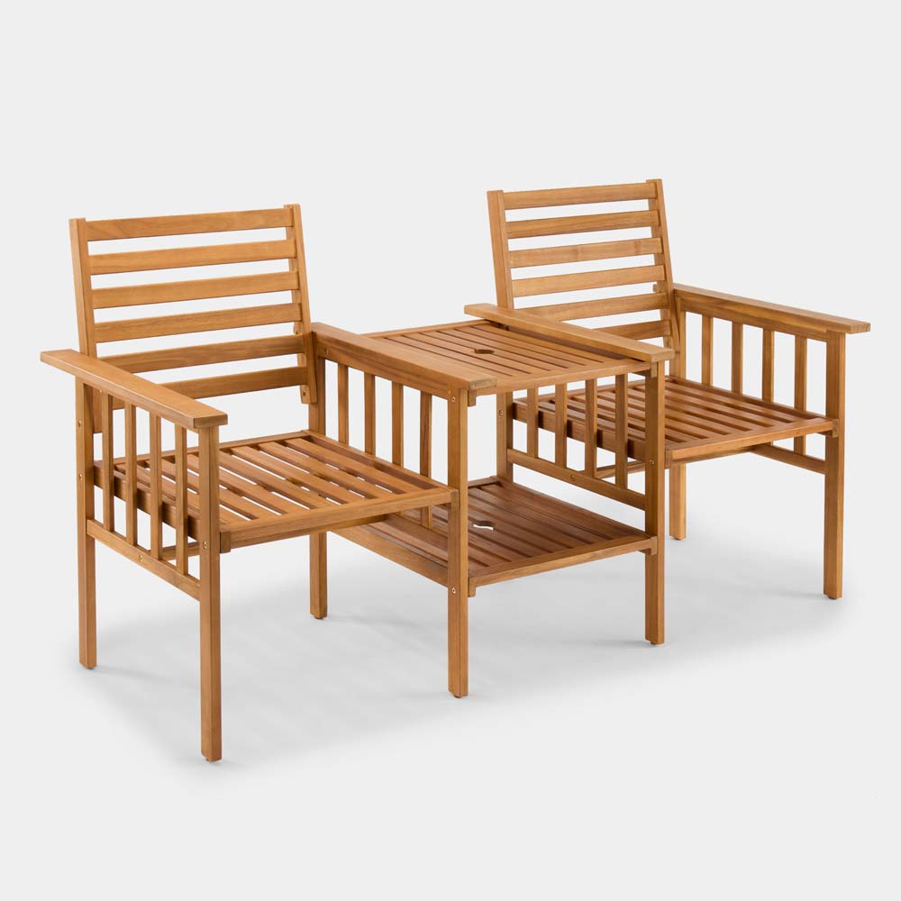 Image of Cannes 2-Seater Wooden Loveseat