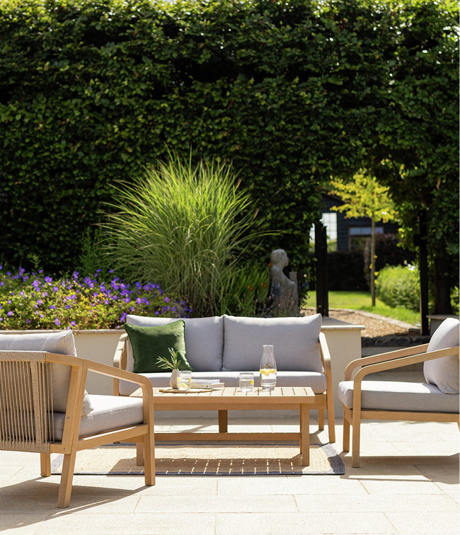 Habitat Hania 4 Seater Wooden Garden Sofa Set - Natural