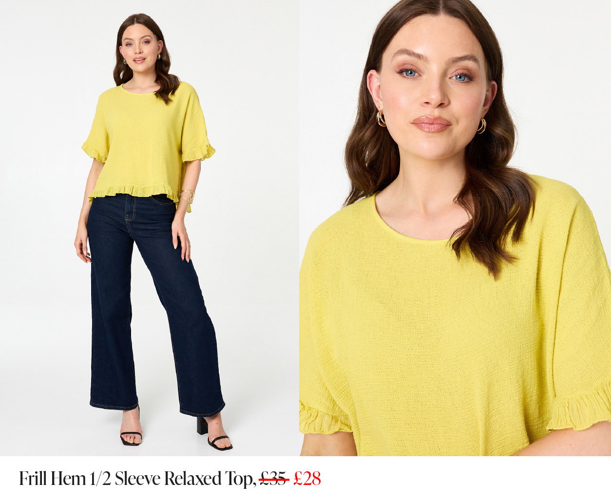 Frill Hem 1/2 Sleeve Relaxed Top | Shop Now