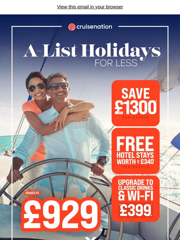 ⭐ A-List Holidays For Less. Save Up To £1300 Per Couple