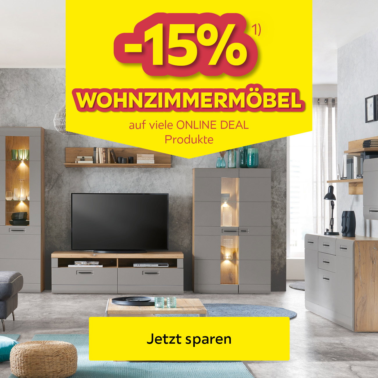-15% Wohnzimmermöbel auf viele ONLINE DEAL Produkte