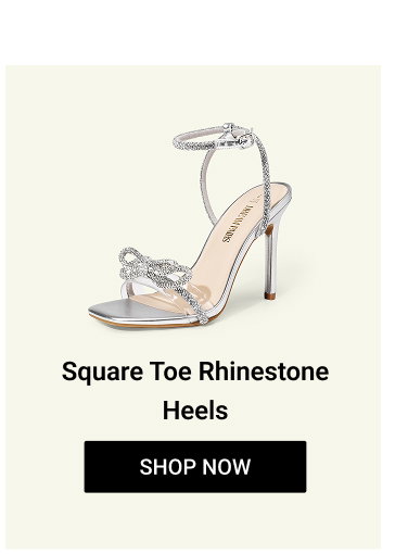 Square Toe Rhinestone Heels