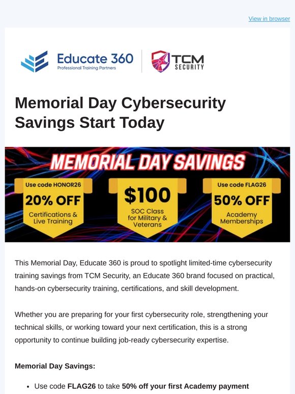 Up to 50% Off TCM Security Training