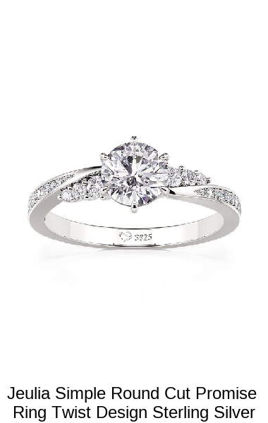 Jeulia Simple Twist Round Cut Gold Promise Ring Sterling Silver