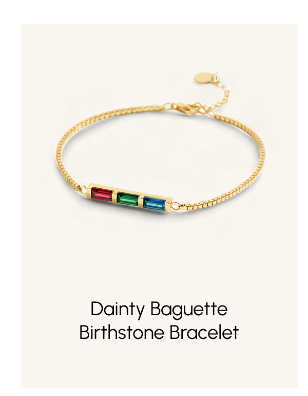 Dainty Baguette Birthstone Bracelet