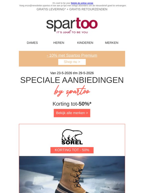 Alleen deze week!❤️ Tot 50% korting op Sorel, Puma, Deeluxe, Lyle & Scott en The North Face met gratis levering