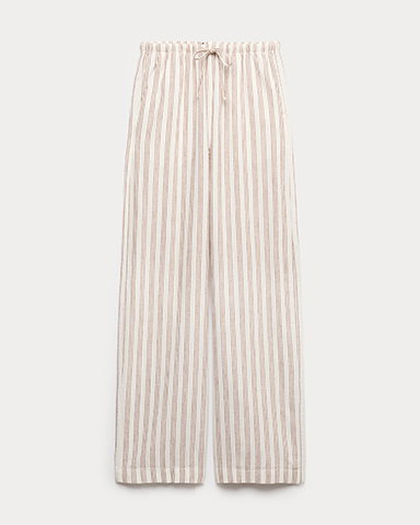 Linen Rich Drawstring Wide Leg Trousers