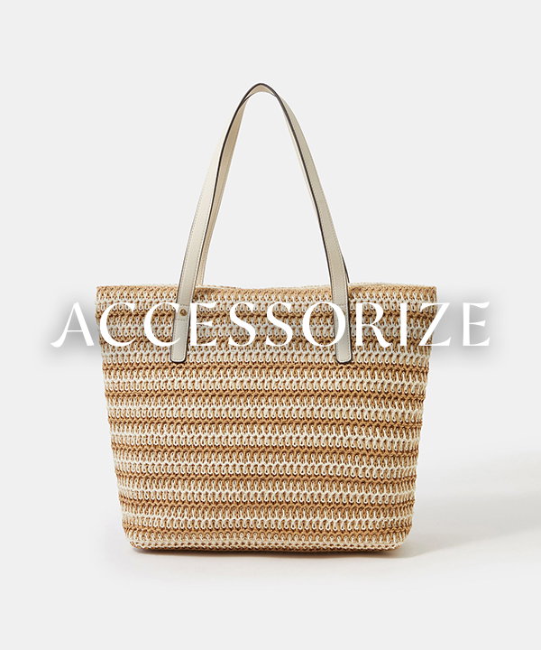 Accessorize Natural Straw Striped Shoulder Bag