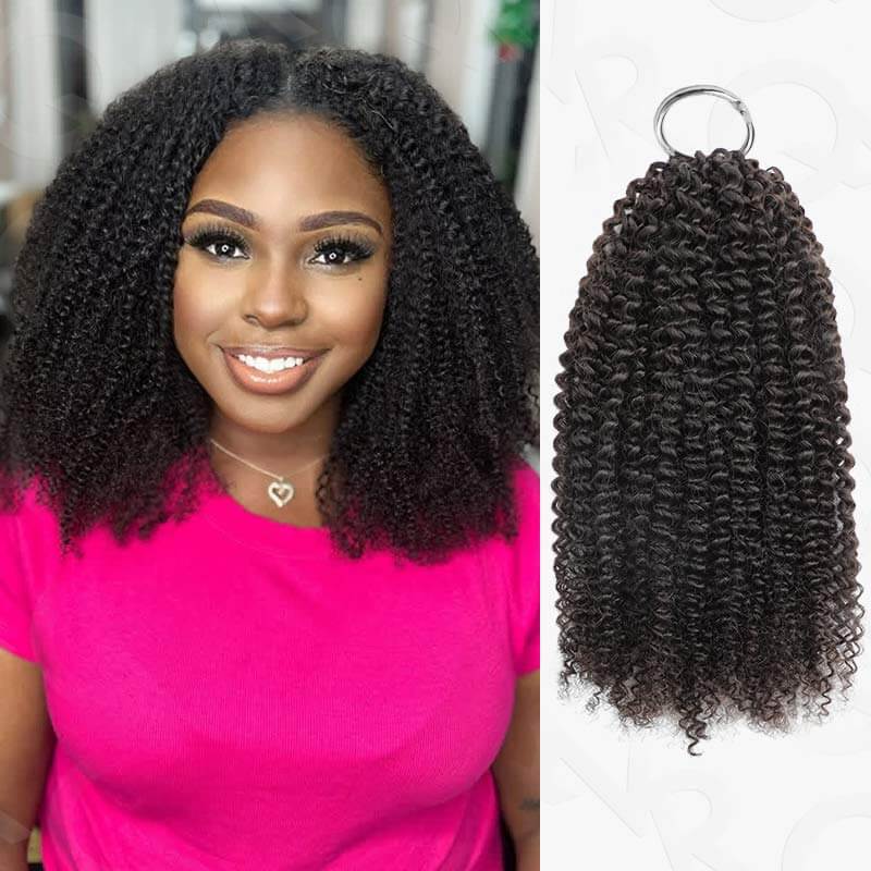 P3G5|Natural Black Afro Kinky Curly Feather Crochet Human Hair