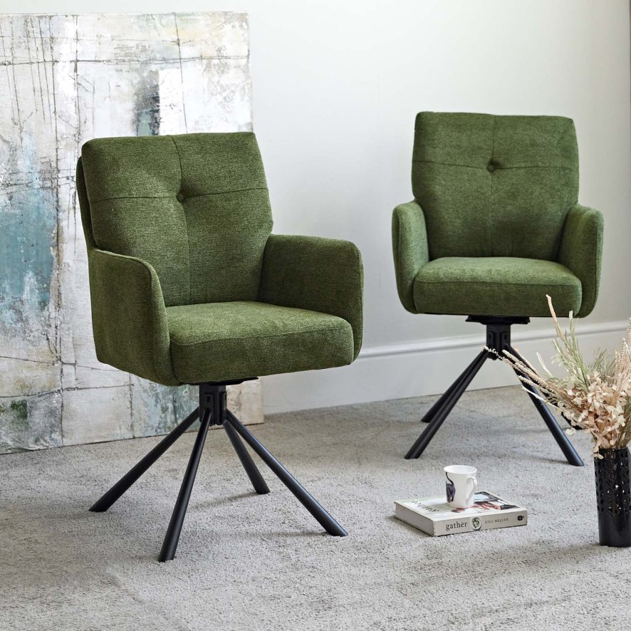 Image of Parma Dark Green Dining Chair - Pocket Sprung (Set of 2)