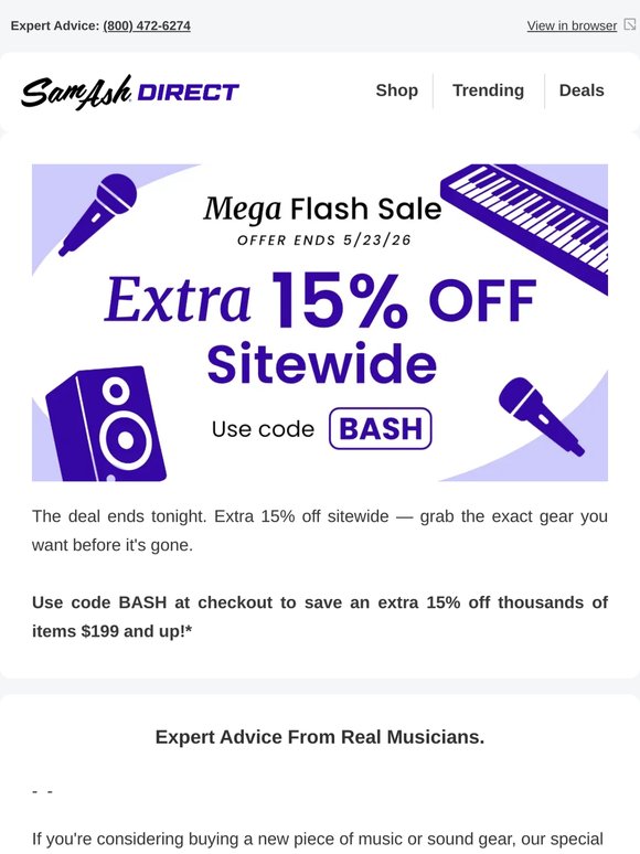 Last chance: Extra 15% off sitewide ends today!